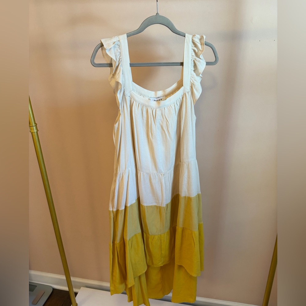 Brand New Never Worn Moodie Cream to Yellow Ombré High Low Dress - Picture 2 of 2